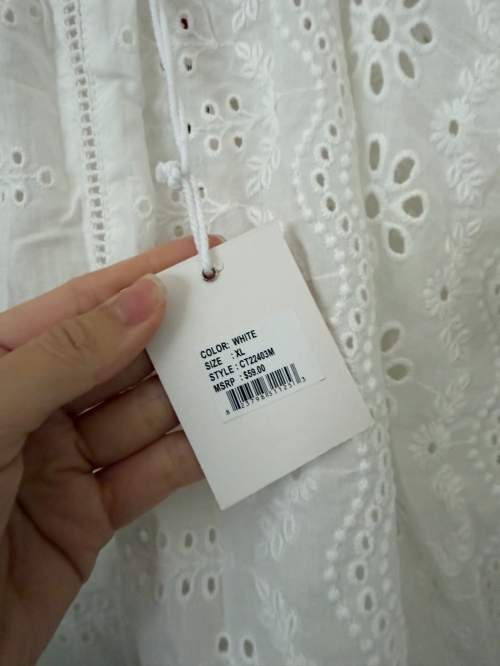 Jennifer & Grace Eyelet Cottagecore Cotton Blouse Top Size XL White Minimalist - Picture 6 of 10